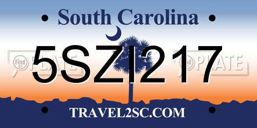 5SZI217 South Carolina License Plate