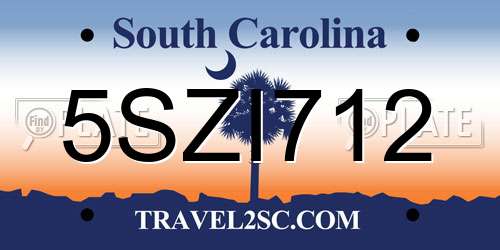5SZI712 South Carolina License Plate