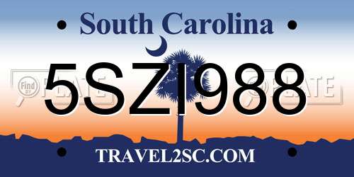 5SZI988 South Carolina License Plate