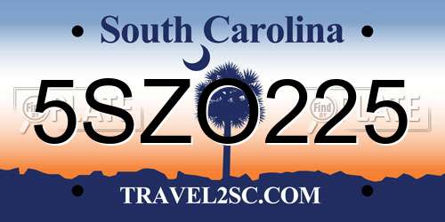 5SZO225 South Carolina License Plate