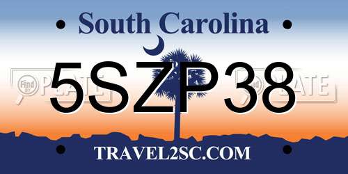 5SZP38 South Carolina License Plate
