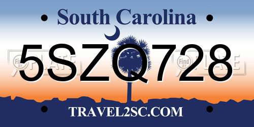 5SZQ728 South Carolina License Plate