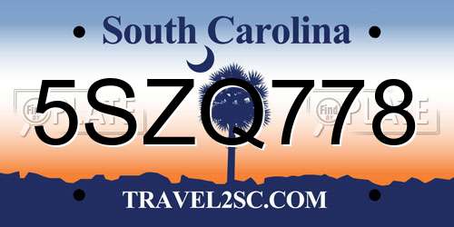 5SZQ778 South Carolina License Plate