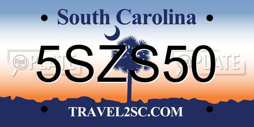 5SZS50 South Carolina License Plate