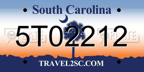 5T02212 South Carolina License Plate