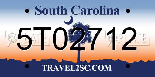 5T02712 South Carolina License Plate