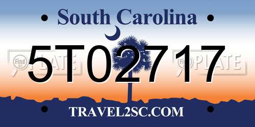 5T02717 South Carolina License Plate