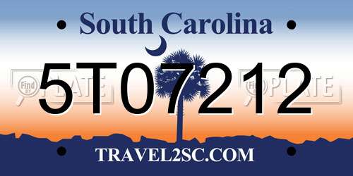 5T07212 South Carolina License Plate