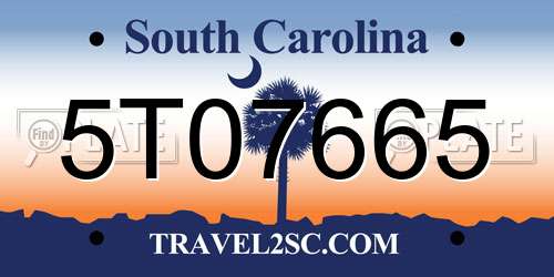 5T07665 South Carolina License Plate