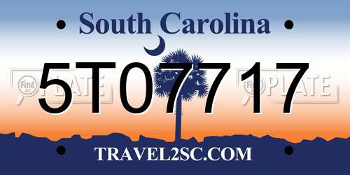 5T07717 South Carolina License Plate