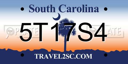 5T17S4 South Carolina License Plate