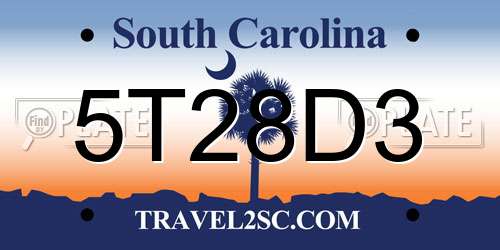 5T28D3 South Carolina License Plate