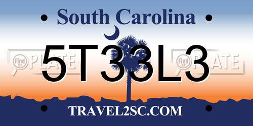 5T33L3 South Carolina License Plate