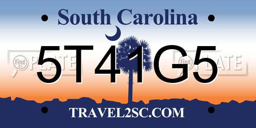 5T41G5 South Carolina License Plate