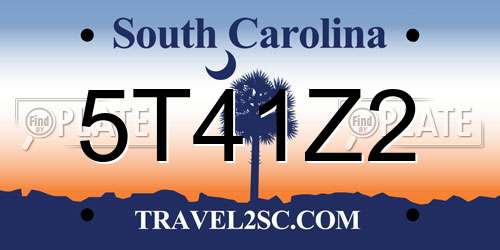 5T41Z2 South Carolina License Plate