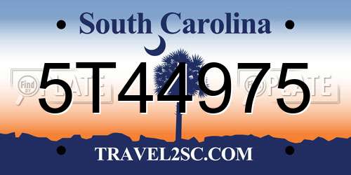 5T44975 South Carolina License Plate