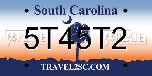 5T45T2 South Carolina License Plate