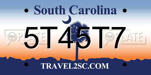 5T45T7 South Carolina License Plate