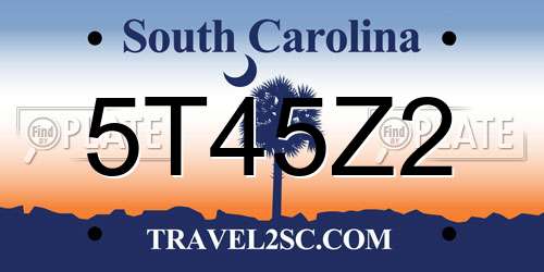 5T45Z2 South Carolina License Plate