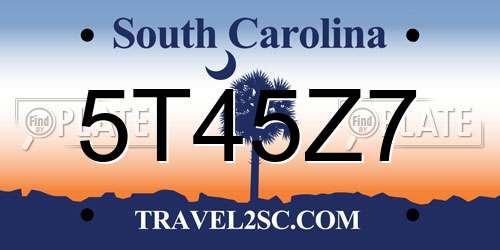 5T45Z7 South Carolina License Plate