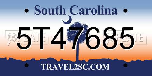5T47685 South Carolina License Plate