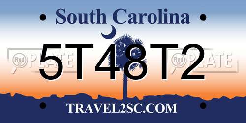 5T48T2 South Carolina License Plate
