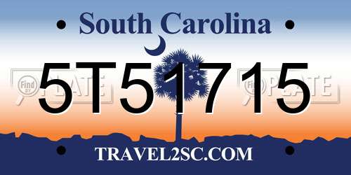 5T51715 South Carolina License Plate