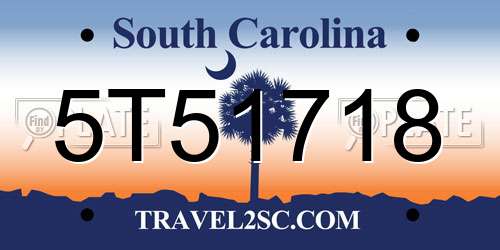 5T51718 South Carolina License Plate