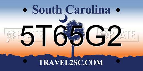 5T65G2 South Carolina License Plate