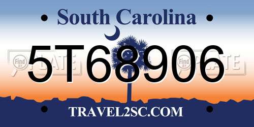 5T68906 South Carolina License Plate