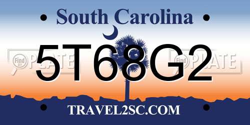 5T68G2 South Carolina License Plate