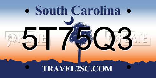 5T75Q3 South Carolina License Plate