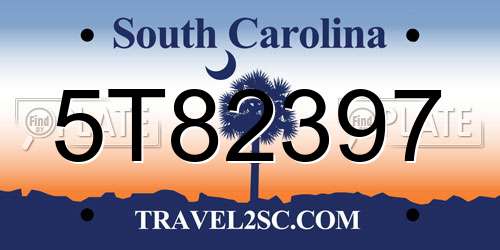5T82397 South Carolina License Plate