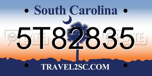 5T82835 South Carolina License Plate