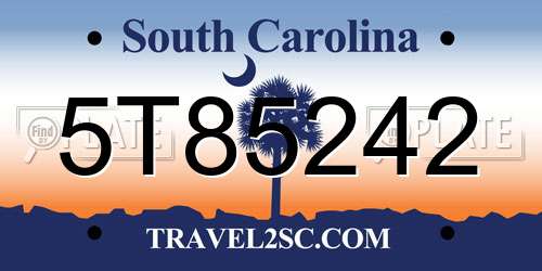 5T85242 South Carolina License Plate