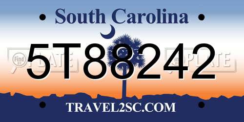 5T88242 South Carolina License Plate