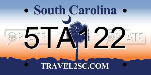 5TA122 South Carolina License Plate