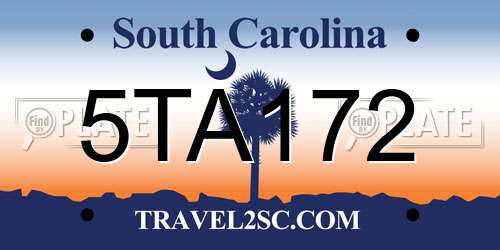 5TA172 South Carolina License Plate