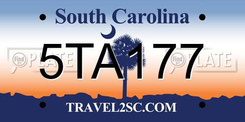 5TA177 South Carolina License Plate