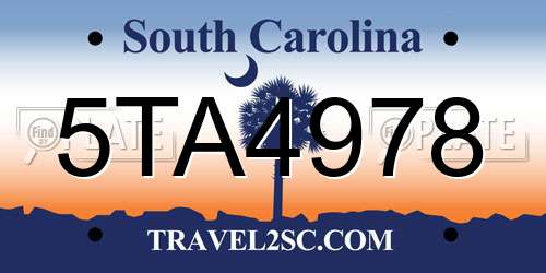 5TA4978 South Carolina License Plate