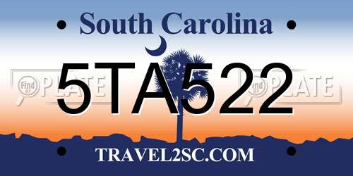 5TA522 South Carolina License Plate