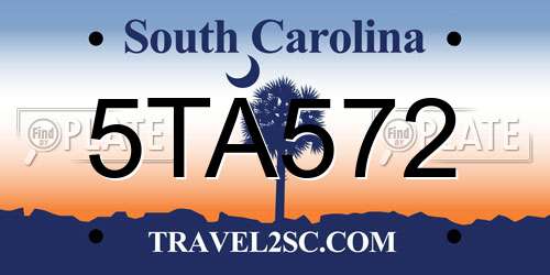 5TA572 South Carolina License Plate
