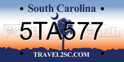 5TA577 South Carolina License Plate