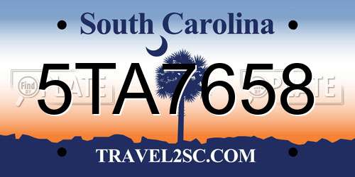 5TA7658 South Carolina License Plate