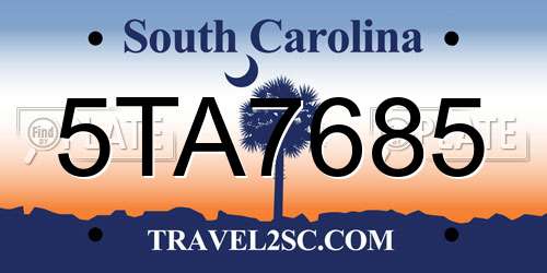 5TA7685 South Carolina License Plate