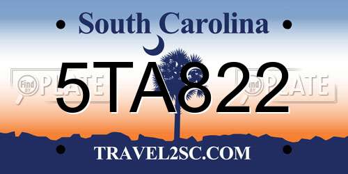 5TA822 South Carolina License Plate