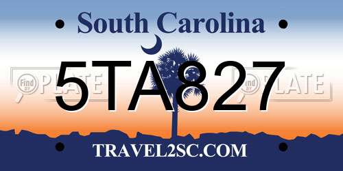 5TA827 South Carolina License Plate