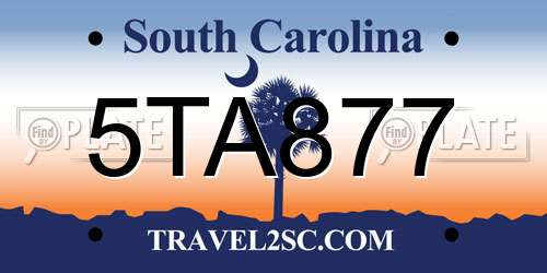 5TA877 South Carolina License Plate