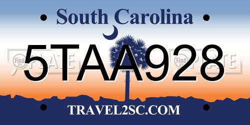5TAA928 South Carolina License Plate