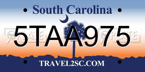 5TAA975 South Carolina License Plate